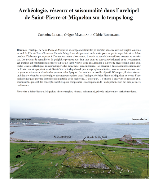 15-2024, tome 121, 3, p.573-602 - Catherine Losier, Grgor Marchand, Cdric Borthaire  Archologie, rseaux et saisonnalit dans larchipel de Saint-Pierre-et-Miquelon sur le temps long