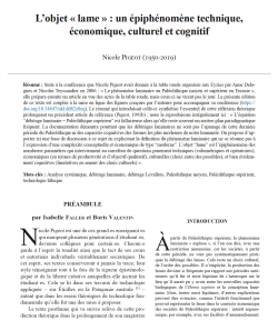 02-2022, tome 119, 1, p. 37-47 - Nicole Pigeot - L'objet  lame  : un piphnomne technique, conomique, culturel et cognitif
