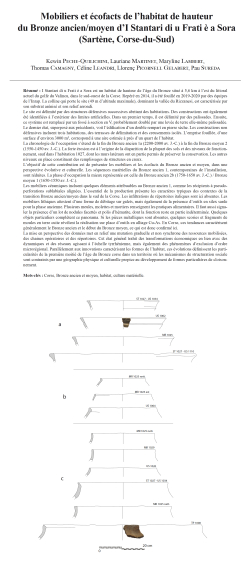 18-2024, tome 121, 4, p 657-692 - Peche-Quilichini K., Martinet L., Lambert M., Camagny Th., Leandri C., Picornell Gelabert L., Sureda P. (2024)  Mobiliers et cofacts de lhabitat de hauteur du Bronze ancien/moyen dI Stantari di u Frati  a Sora (Sart